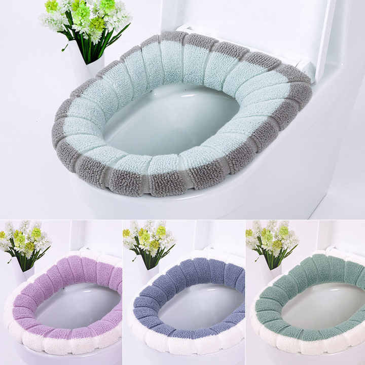 Bathroom Warmer Toilet Seat Winter Cloth Closestool Washable Lid Top Cover Pad