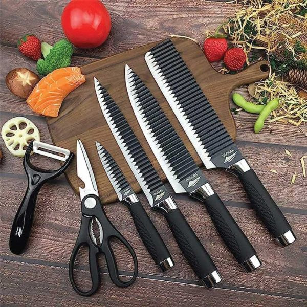 Knife Kitchen Set ফ্যামিলি রান্নাঘরের ব্যবহারের জন্য 6 পিস জেপ্টার আন্তর্জাতিক সেট নন-স্টিক লেপ রান্নাঘরের ছুরি সেট (কালো)