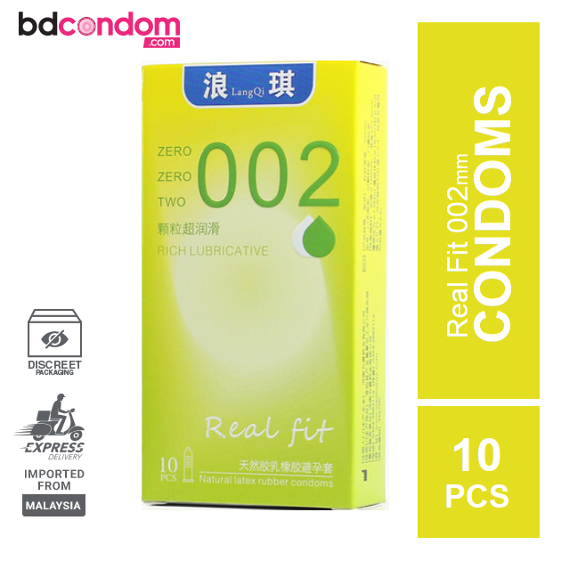 002 Real Fit Rich Lubricative Dotted Watermelon flavoured Condom - 10Pcs Pack