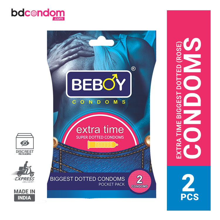 Beboy Extra Time Super Big Dotted (Rose Flavour) Pocket Pack - 2Pcs(India)