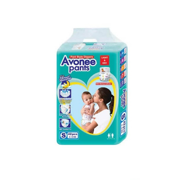 অ্যাভোনি বেবি ডায়াপার, Avonee Baby Diaper, Pant System Pampas. Size: S Waight: 4-8 kg. (42 pieces)