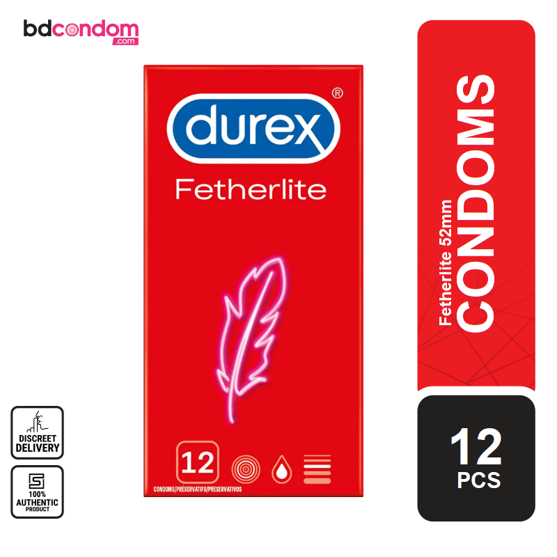 Durex Fetherlite 52mm Close Fit Condom - 12Pcs Pack(UK From Thailand)Fetherlite