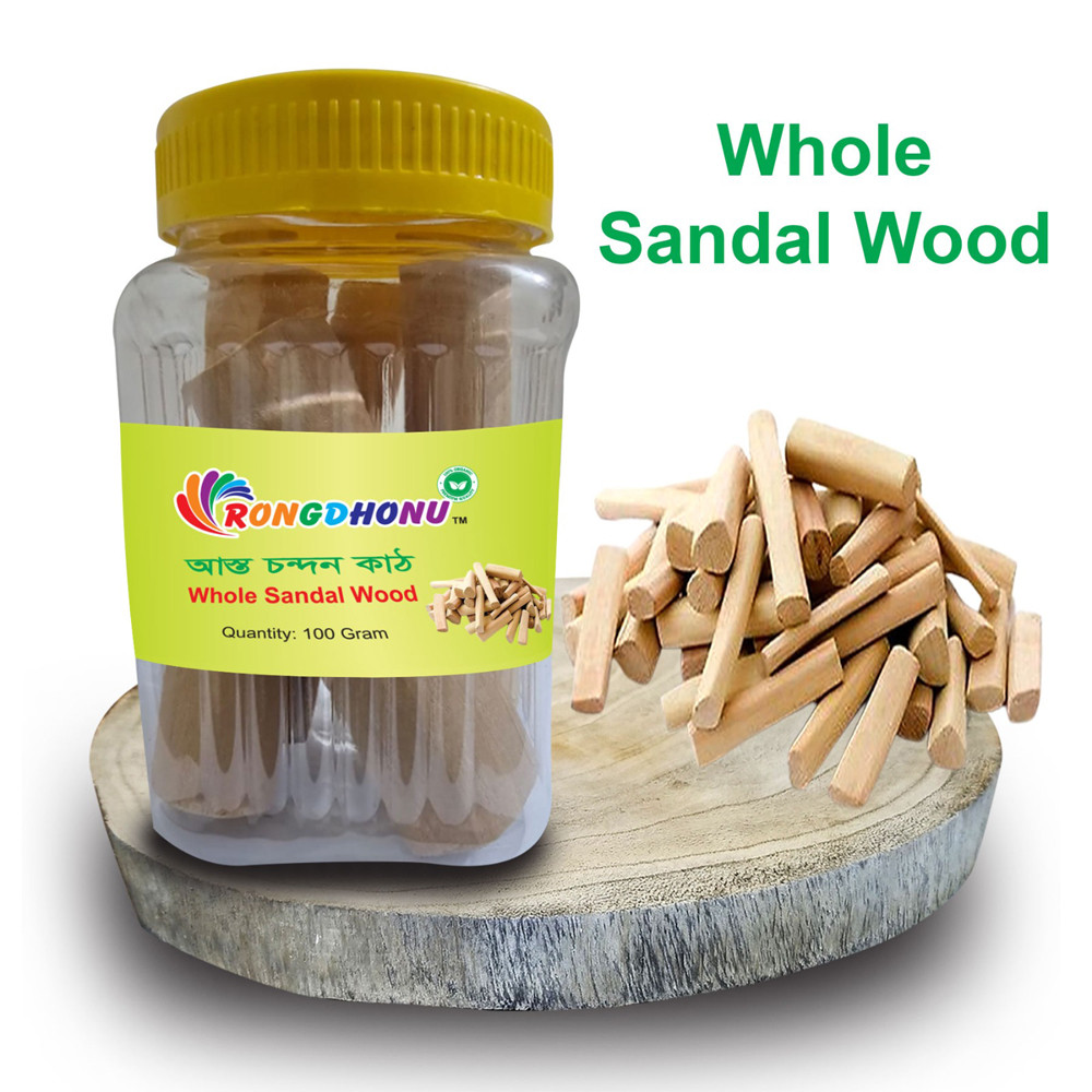 Whole White Sandal Wood (Asto Sada Chandan Kath, White Sandalwood - 100gram