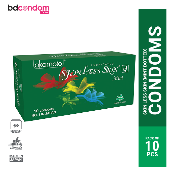 Okamoto Skinless Skin - Mint Dotted Condom - 10Pcs Pack(Japan)