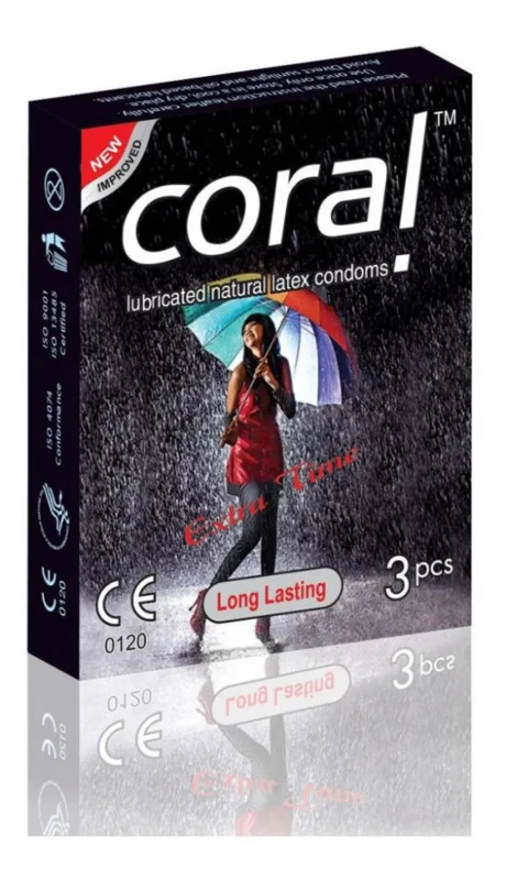 Coral Condom Long Lasting Extra Time 3's Pack