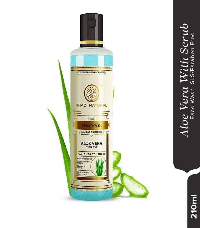 KHADI NATURAL Aloevera Face Wash With Scrub, SLS and Paraben Free-210ml