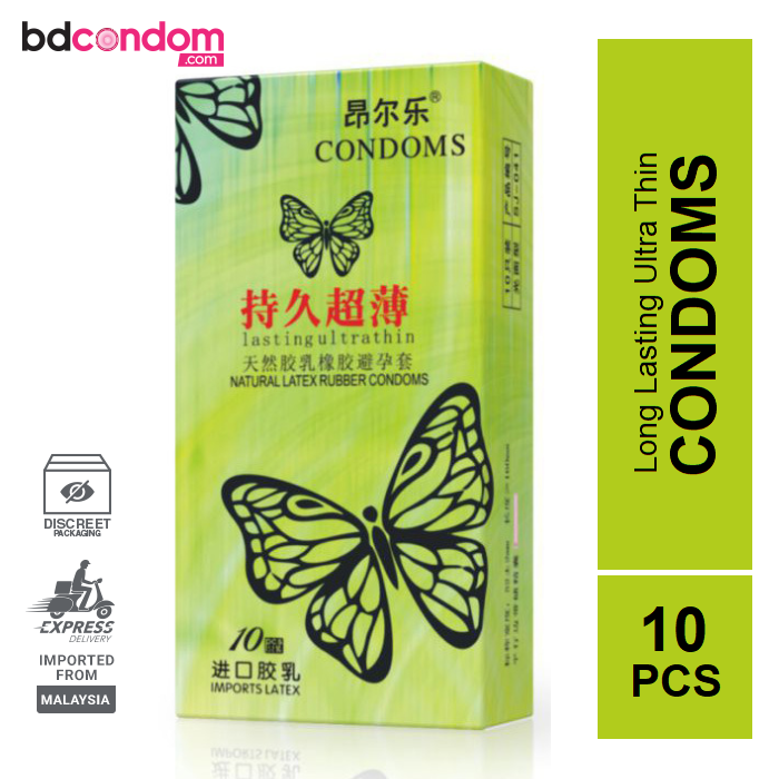 Butterfly Long Lasting Ultra Thin Green Condoms - 10Pcs Pack