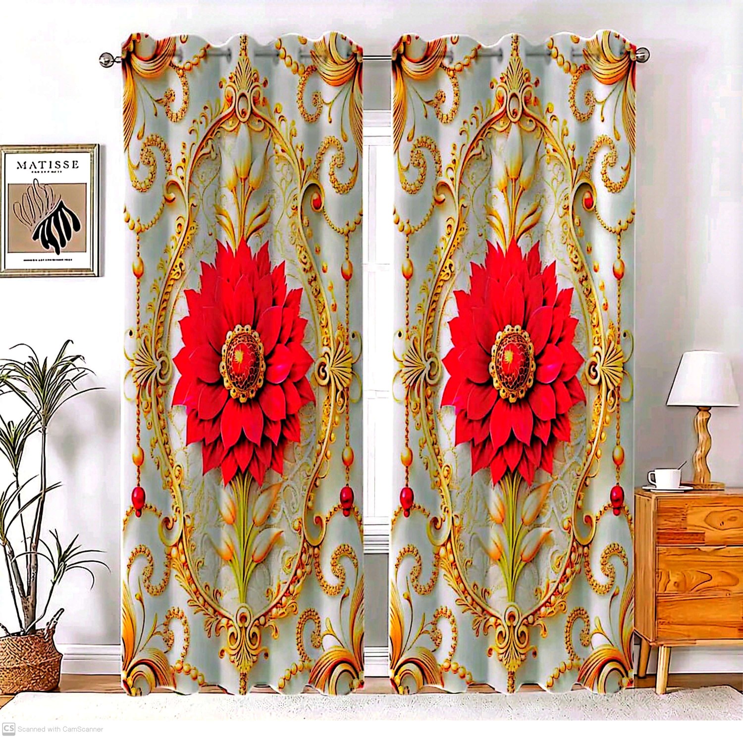 2 Piece 3D Print Premium curtain