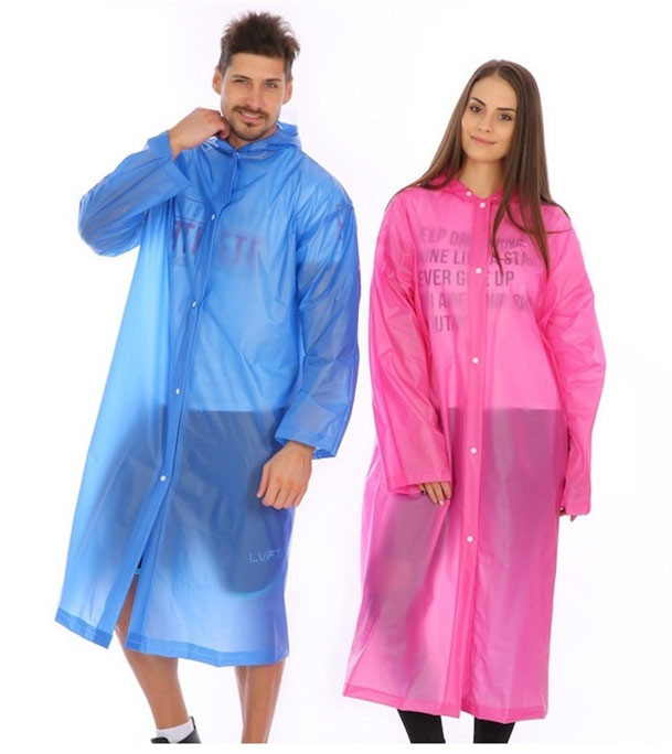 Waterproof Jacket Clear EVA Raincoat Rain Coat Hooded Poncho Rainwear
