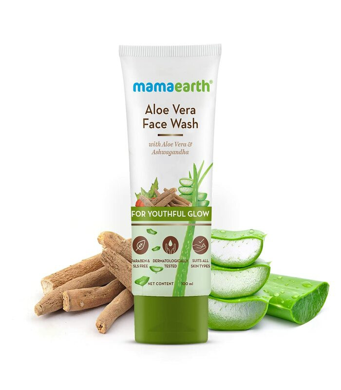 Mamaearth Aloe Vera Face Wash with Aloe Vera & Ashwagandha for a Youthful Glow -100 ml