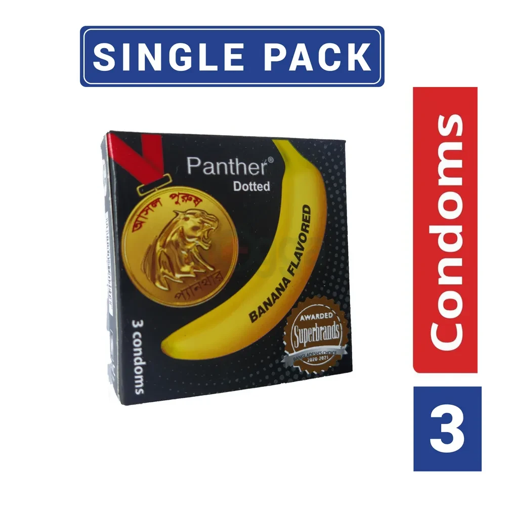 Panther Banana Dotted Condom 3's Pack ব্যানানা ফ্লেভার্ড