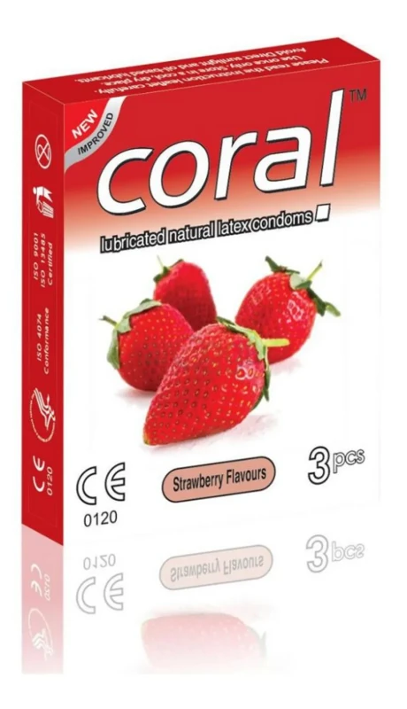 Coral Condom Strawbery Flavours 3's Pack