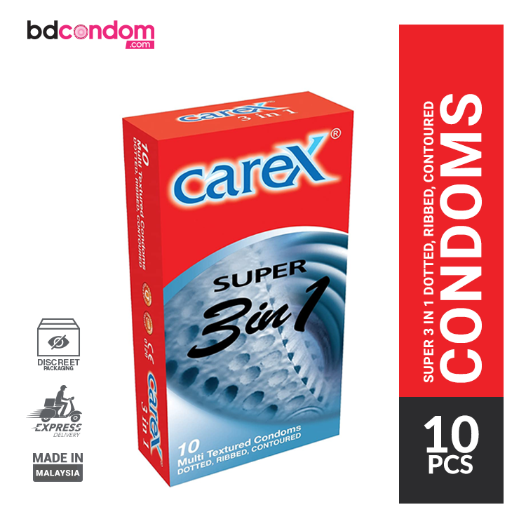 Carex Super 3 In 1 Multi Textured Condom 10's Pack