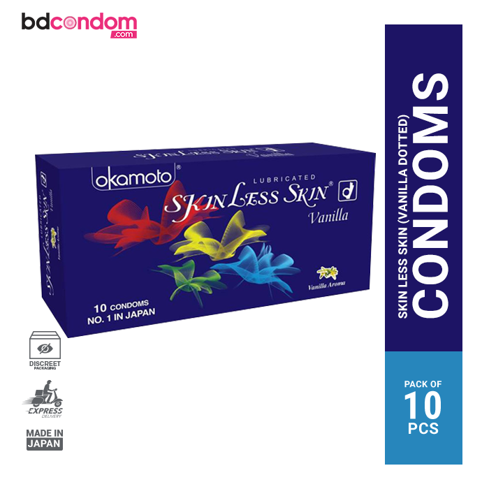 Okamoto Skinless Skin - Vanilla Flavour Dotted Condom - 10Pcs Pack(No 1 Japan)