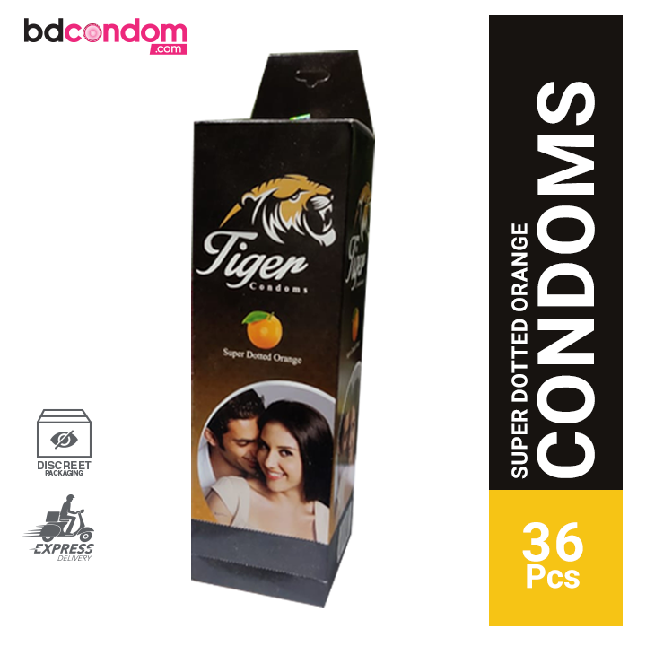 Tiger Orange Flavour Dotted Condom - Full Box - 3x12=36pcs