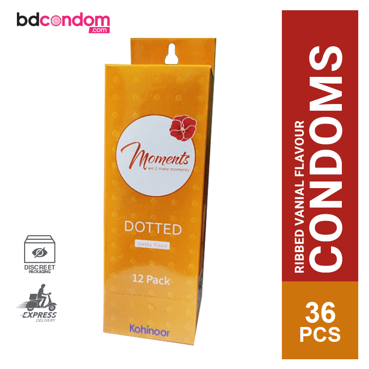 Moment Vanilla Flavour Dotted Condom - Full Box - 3x12=36pcs - Condom