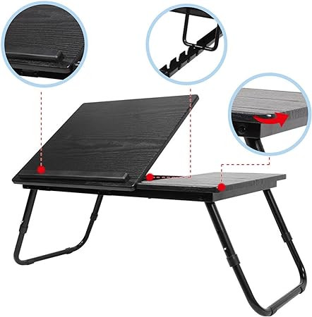 Folding Laptop Desk for Bed Portable Computer Tray for Sofa Table for Writing 4 Angles Adjustable Laptop Table with Cup Holder